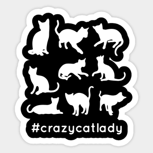 Crazy Cat lady white Sticker